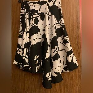 Lucy Paris Black and White Abstract Print Circle Skirt